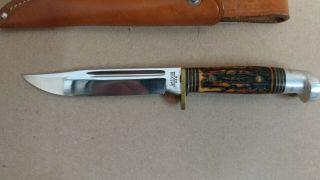 Vintage Western Hunting Fishing Knife 4 1/2 Inch Blade In Origional Sheath