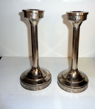 Vintage Silver Candle Sticks J Crown F Hallmark From About The 1900 - 40 