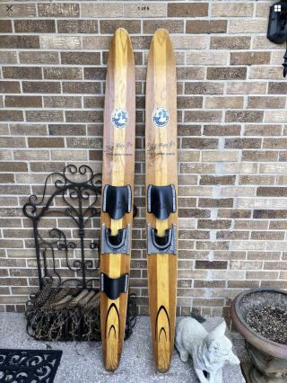 Vintage Wooden Cypress Gardens,  Dick Pope Jr Water Skis Wood 68 " Inch