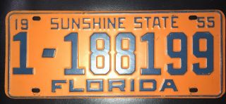 Florida License Plate 1955 Rare Vintage Collectible Classic Car Man Cave