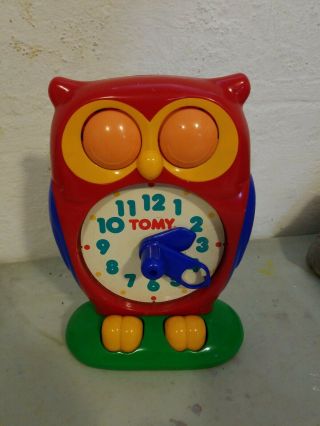 Tomy Vintage 1990 Owl Clock Learn To Tell Time Educational Toy