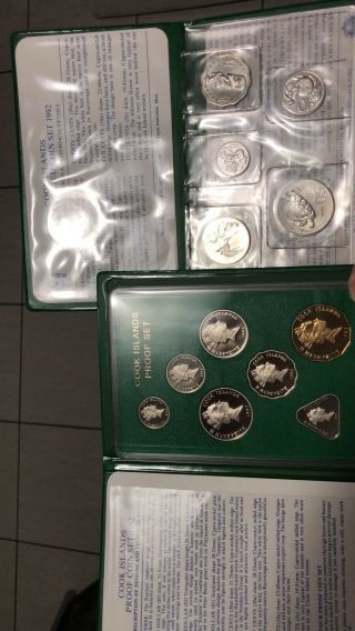 1992 Cook Islands Proof Coin Set And Uncirculated Coin Set，rare