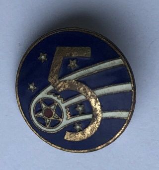 5th Us Army Air Force Enamel Crest Lapel Pin Insignia Vintage Old Wwii Dui