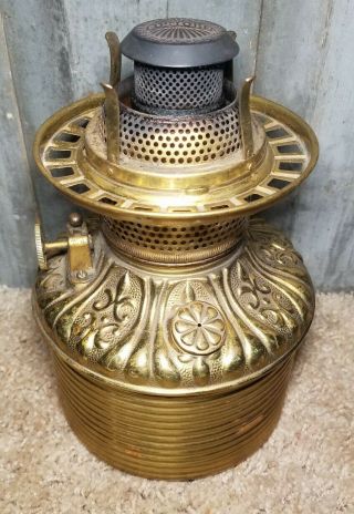 Vintage Antique Fostoria Oil Lamp Brass Font Burner Tank