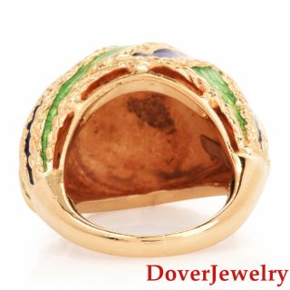Vintage Enamel 18K Yellow Gold Wide Dome Ring 15.  1 Grams NR 3