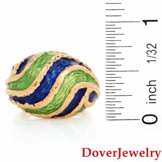 Vintage Enamel 18K Yellow Gold Wide Dome Ring 15.  1 Grams NR 4
