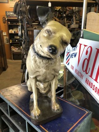 Vintage Large Nipper Dog Rca Victor Chalkware Plaster Phonograph Co Advertising