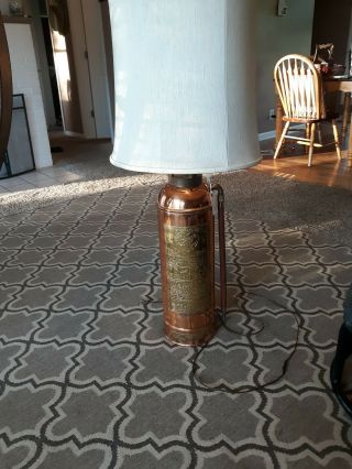 Rare Antique Vintage " Elkhart " Brass Copper Fire Extinguisher - Polished Restored