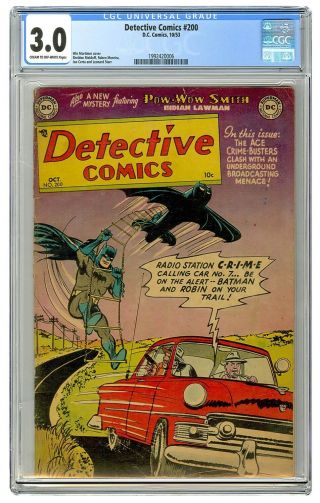 Detective Comics 200 Cgc 3.  0 Vintage Dc Comic Bat - Plane Batman & Robin 10c