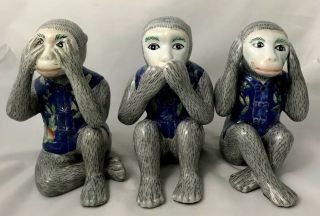 Vintage Monkeys See No Evil Hear No Evil Speak No Evil Figurines 7.  5”