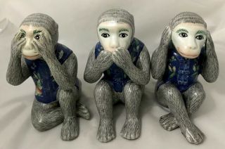VIntage Monkeys See No Evil Hear No Evil Speak No Evil Figurines 7.  5” 2