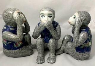 VIntage Monkeys See No Evil Hear No Evil Speak No Evil Figurines 7.  5” 5