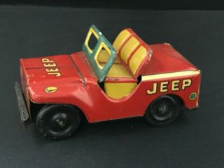 Vintage Sss Sanesu Litho Tin Toy Jeep Made In Japan