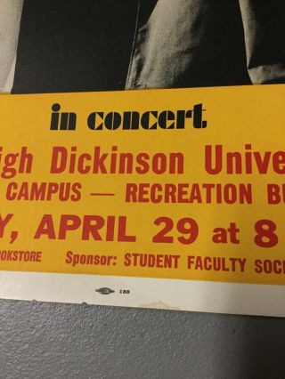 Vintage The Mitchell Trio John Denver Concert Poster Fairleigh Dickinson 3