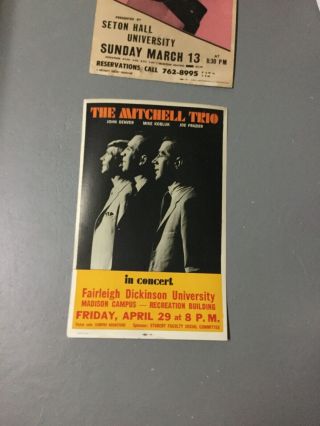 Vintage The Mitchell Trio John Denver Concert Poster Fairleigh Dickinson 6