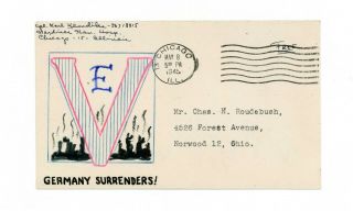 Hand - Drawn Cover Envelope World War Ii Chicago To Ohio