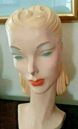 Vintage Chalk Ladies Mannequin Head