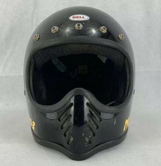 Vintage 1983 Bell Moto 3 Motorcycle Racing Star Iii Helmet Black Size 7 1/2 60cm