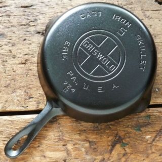 Vintage Griswold Cast Iron Skillet Frying Pan 5 Large Block Logo - Ironspoon