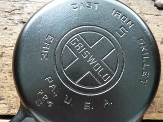 Vintage GRISWOLD Cast Iron SKILLET Frying Pan 5 LARGE BLOCK LOGO - Ironspoon 4