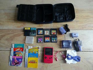 Vintage 1998 Nintendo Game Boy Color Cgb - 001 W/ Madcatz Bundle,  8 Games,  Manuals