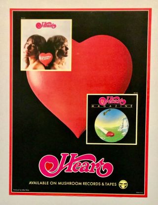 Vintage Heart Record Promo Poster Circa