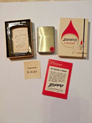 Vintage 1963 Zippo Lighter No 200 Brush Finish Old Stock
