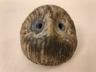 Vintage Mccarty Pottery Merigold Mississippi Owl Bird Animal Figure Nutmeg Rare
