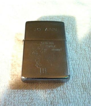 Vintage - RARE Zippo Lighter Vietnam War - Era 1968 ENGRAVED CHARLIE BROWN/LUCY LOOK 2