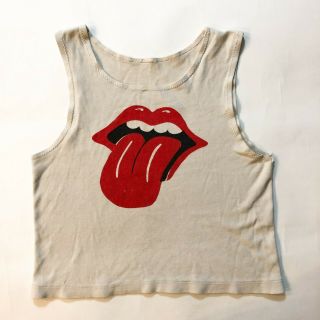 Vintage 1970s Rolling Stones T Shirt Single Stitch Tank Top Rare Tongue Sz Xs