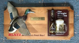 Vintage Old Blatz Beer Mallard Duck Bar Sign Hunter Wood Plaque Milwaukee 3d