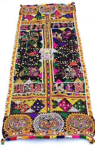 Old Indian Embroidery Kuchi Woolen Vintage Rabari Tribal Ethnic Wrap Stole Shawl