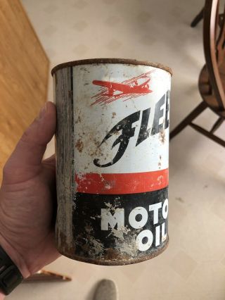 VINTAGE Fleet One QUART QT MOTOR OIL CAN EMPTY 6