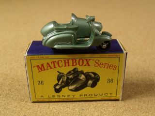 Old Vintage Lesney Matchbox 36 Lambretta Scooter & Sidecar Box