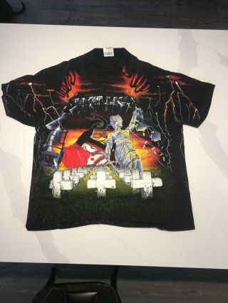 Vintage Concert T Shirt - Metallica 1992 Tour - Size Xl And Ticket Stub