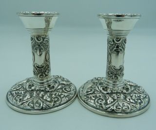 2 Solid Silver Victorian Style Candlesticks - 1977 - W I Broadway (two,  Pair)
