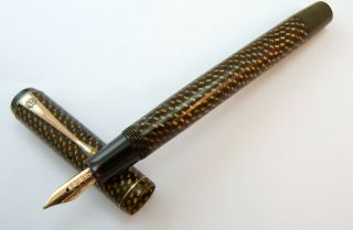 Vintage Rare 1930s Onoto Minor Delarue Woven Gold Pattern 14c Nib Fountain Pen
