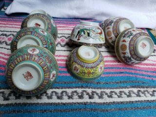 Set Of 9 Assorted 1960s Antique Asian/chinese Porcelain Soup/rice Bowl