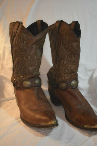 Vintage Custom Leather Concho Cowboy Boots Size 13d