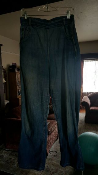 Vintage 1950’s High Waisted Denim Jeans Side Zip Rockabilly Pin Up