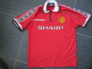 Vintage Manchester United Fc 98/99 Treble Season Umbro Sharp Football Shirt (m)