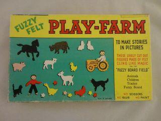 Vintage 1960 Allan Industries Ltd Fuzzy Felt Play - Farm (531)