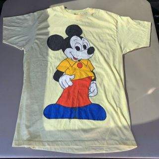 Vintage Disney Mickey Mouse T - Shirt Large Usa 80s Hanes Tag Rare Custom