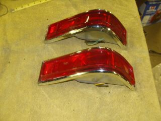 1966 Chevy Wagon Tail Light Lenses And Bezels Nors - Oem
