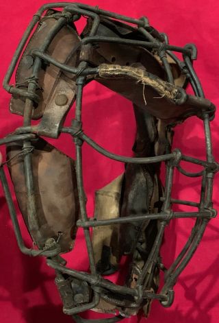 Antique c.  1905 Spalding Pre - Weld Spiderman Style Baseball Catcher ' s Mask Early 5