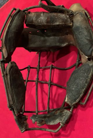 Antique c.  1905 Spalding Pre - Weld Spiderman Style Baseball Catcher ' s Mask Early 7