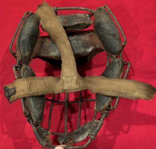 Antique c.  1905 Spalding Pre - Weld Spiderman Style Baseball Catcher ' s Mask Early 9