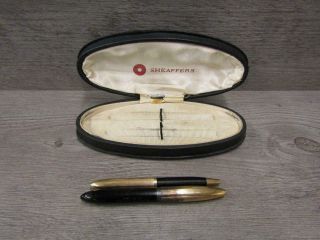 Vintage Sheaffers Fountain Pen And Pencil 14k Gold Nib Engraved With Case