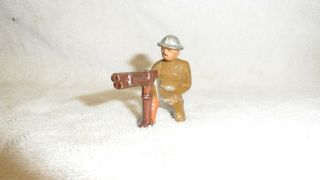 Unplayed With Barclay Manoil Lead Soldier - Wwi Red Machine Gunner Kneeling