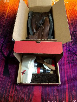 Red Wing Shoes 963 6 " Truwelt Work Boots Made In Usa Vtg D Width,  Polish Kit